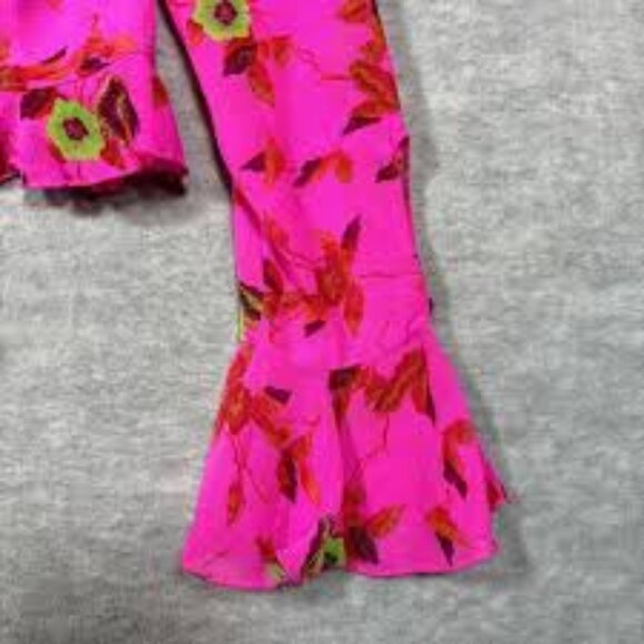 Urban Outfitters x Ecote | Terri Semi Sheer Ruffle Blouse Pink New Small Floral - Picture 3 of 7